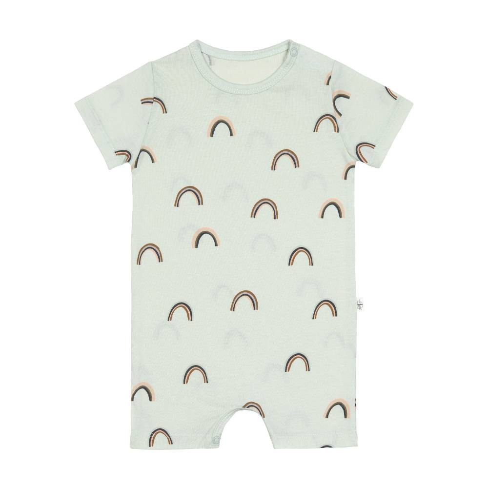 Lässig Baby Jumpsuit - Bio Baumwolle, Regenbogen, Mint Tägliche Deals