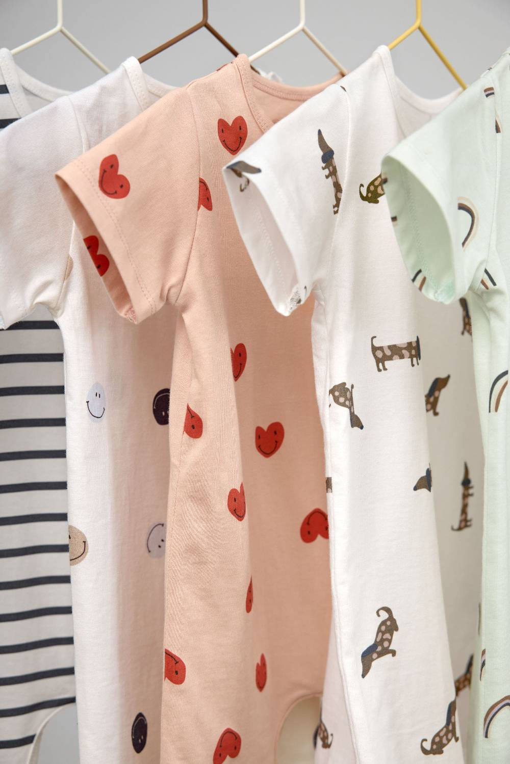 Lässig Baby Jumpsuit - Bio Baumwolle, Regenbogen, Mint Tägliche Deals