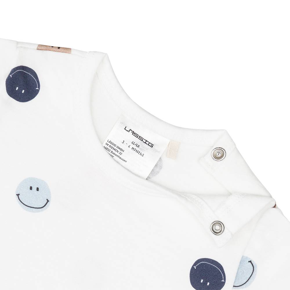 Lässig Baby Jumpsuit - Bio Baumwolle, Smile, Milky Sonderangebote