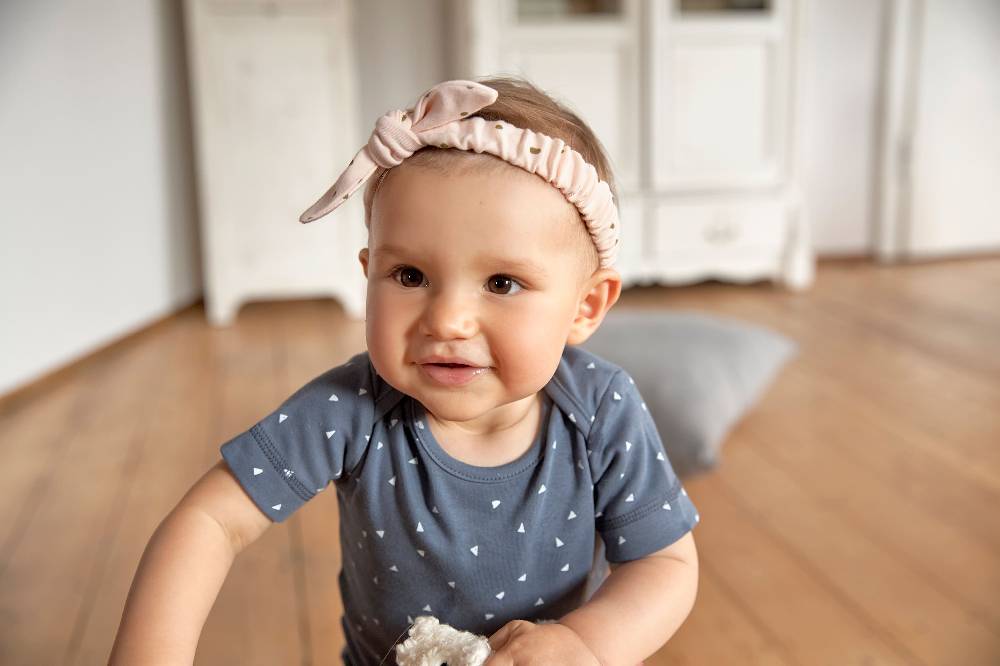 Lässig Baby Stirnband - Bio Baumwolle, Punkte, Rosa Fabrikverkauf