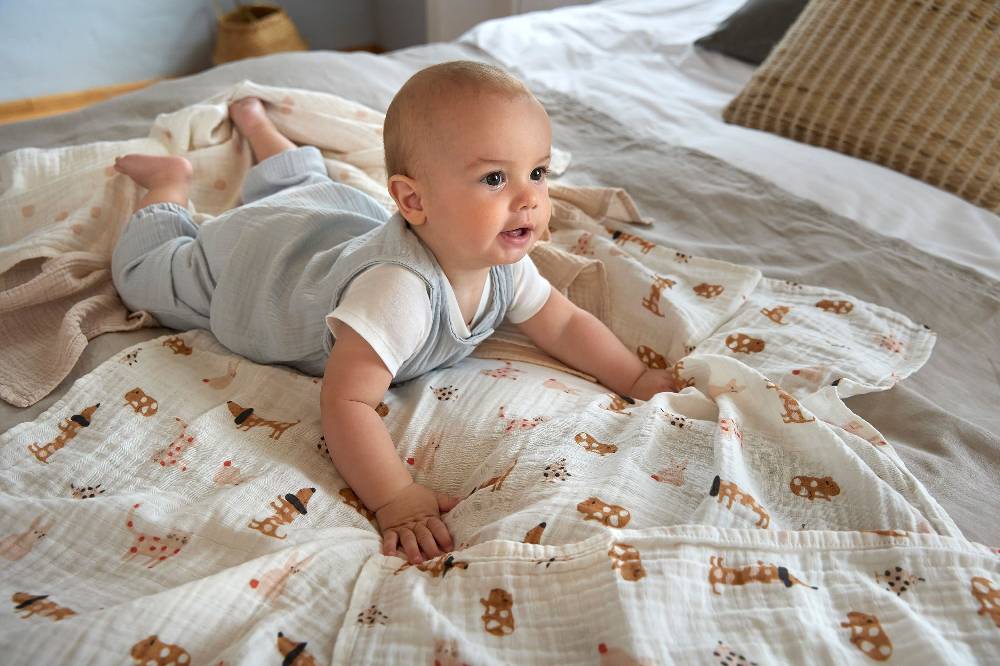 Lässig Musselin Jumpsuit - Bio Baumwolle, Blau Valentinstagsangebot
