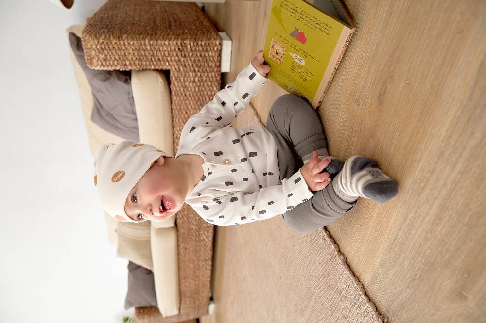 Lässig Baby Langarmshirts - Bio Baumwolle, Bricks, Milky Lagerräumung