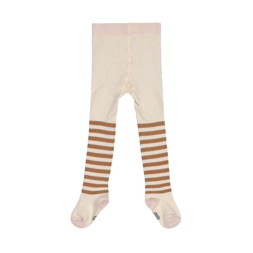 Lässig Strumpfhose GOTS - Tights, Halb Gestreift Weiß Karamell Zeitlich begrenztes Angebot