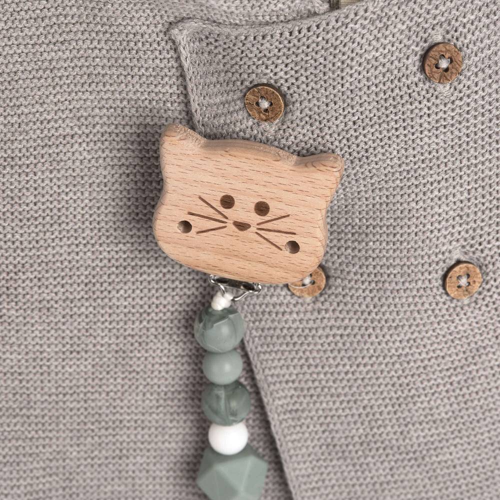 Lässig Schnullerkette - Little Chums, Katze Grau Wochenangebot