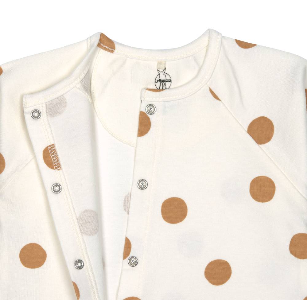 Lässig Baby Schlafanzug mit Füßen - Bio Baumwolle, Big Dots, Weiß JETZT KAUFEN