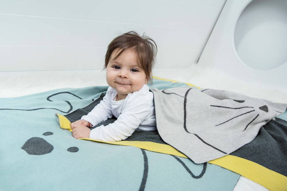 Lässig Babydecke - Bio Baumwolle, Katze Sonderangebot der Fabrik