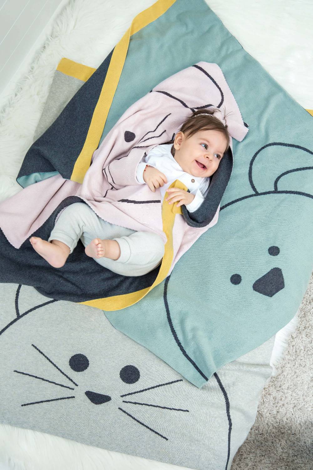 Lässig Babydecke - Bio Baumwolle, Katze Sonderangebot der Fabrik