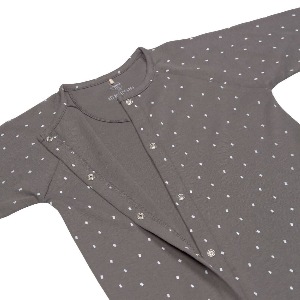 Lässig Baby Schlafanzug mit Füßen - Bio Baumwolle, Spots, Anthrazit Black Friday Preise