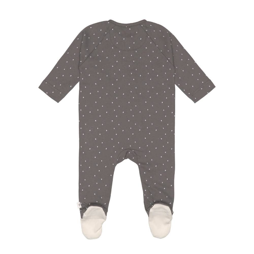 Lässig Baby Schlafanzug mit Füßen - Bio Baumwolle, Spots, Anthrazit Black Friday Preise