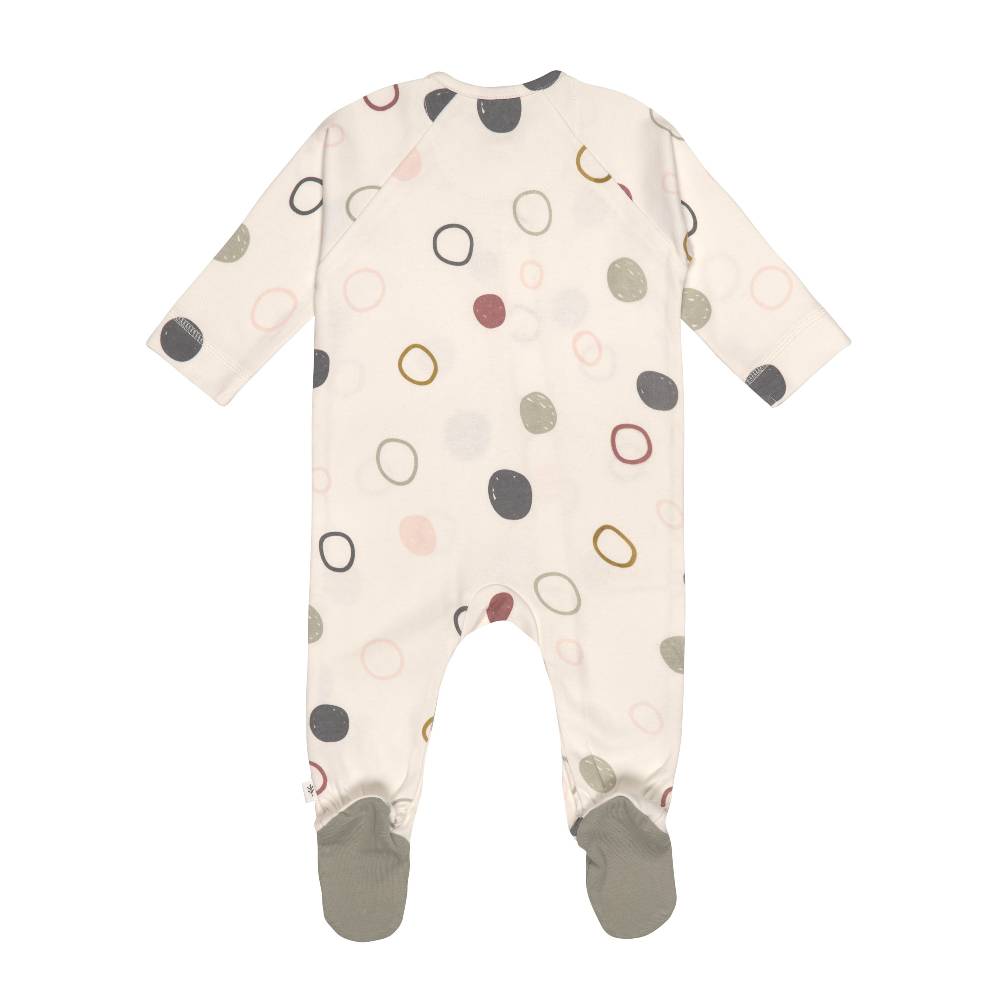 Lässig Baby Schlafanzug mit Füßen - Bio Baumwolle, Circles, Weiß Rabatte dieses Monats