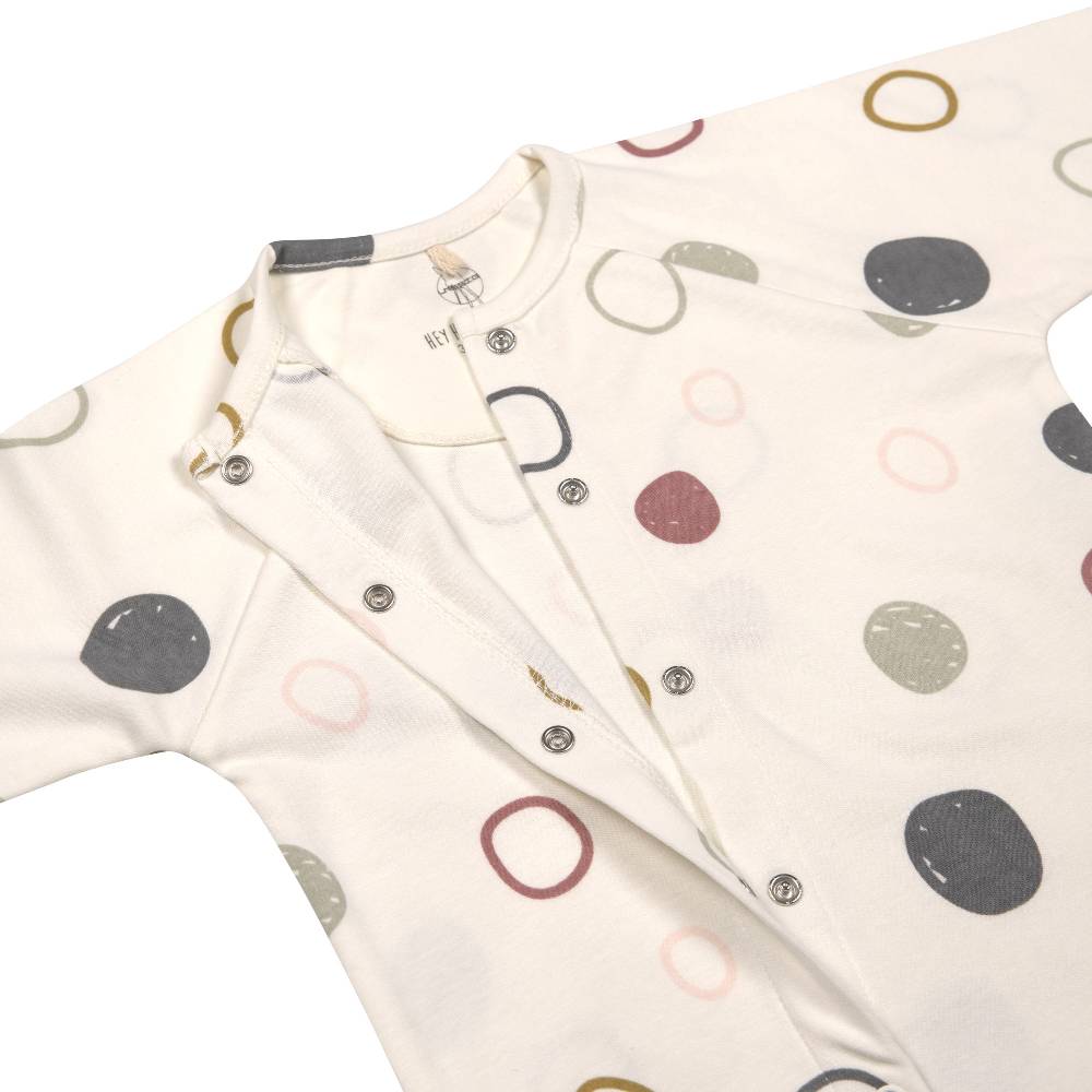 Lässig Baby Schlafanzug mit Füßen - Bio Baumwolle, Circles, Weiß Rabatte dieses Monats