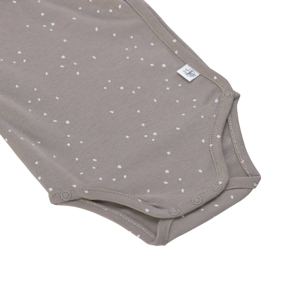 Lässig Baby Wickelbody langarm - Bio Baumwolle, Punkte, Taupe Fabrik Onlineshop