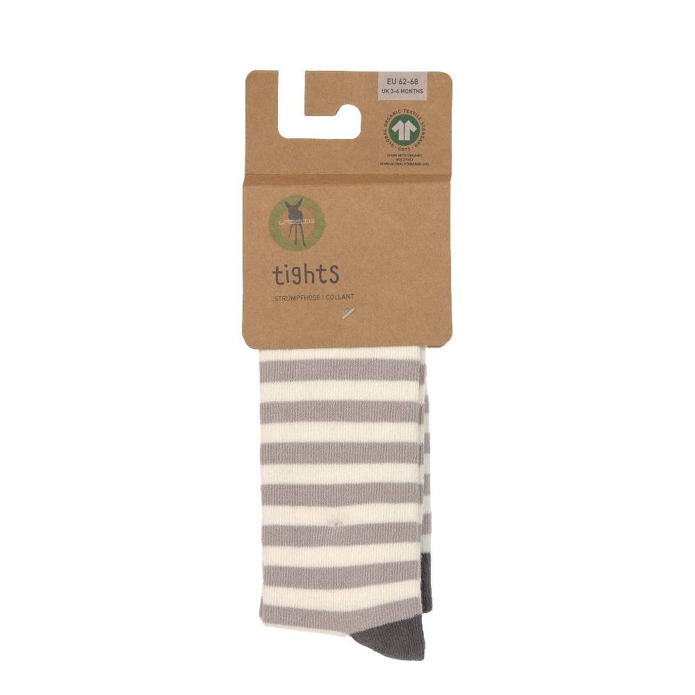 Lässig Strumpfhose GOTS - Tights, Streifen Taupe Weiß Flash Sale