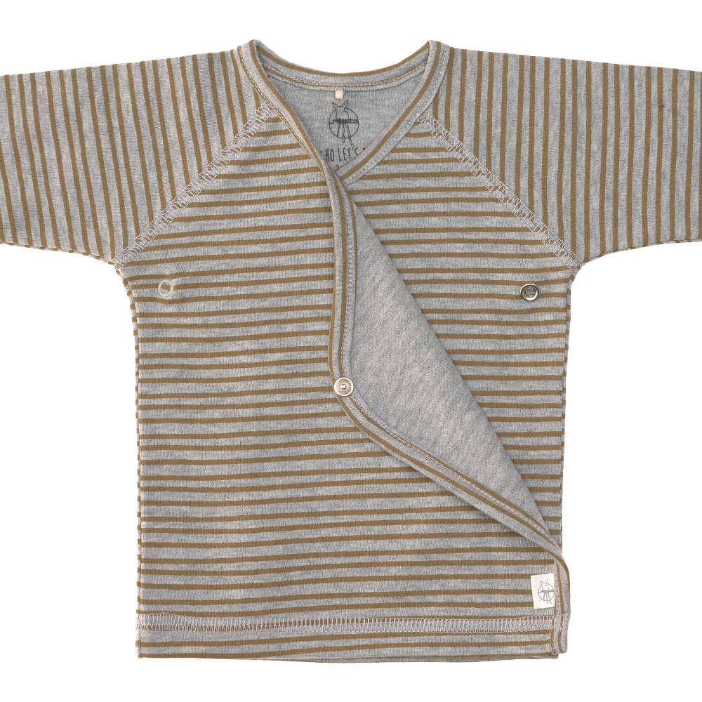 Lässig Baby Wickelshirt - Bio Baumwolle, Striped, Grau Mélange Zeitlich begrenztes Angebot