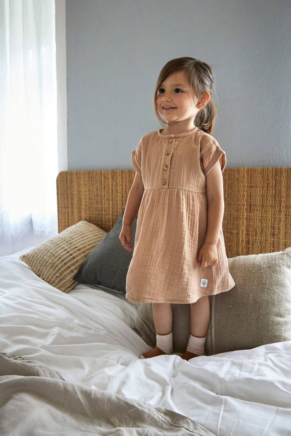 Lässig Musselin Kinderkleid - Bio Baumwolle, Orange Riesige Ersparnisse