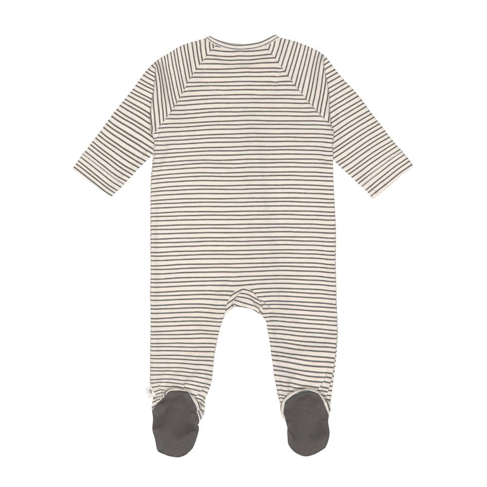 Lässig Baby Schlafanzug mit Füßen - Bio Baumwolle, Striped, Grau Kostenlose Rückgabe