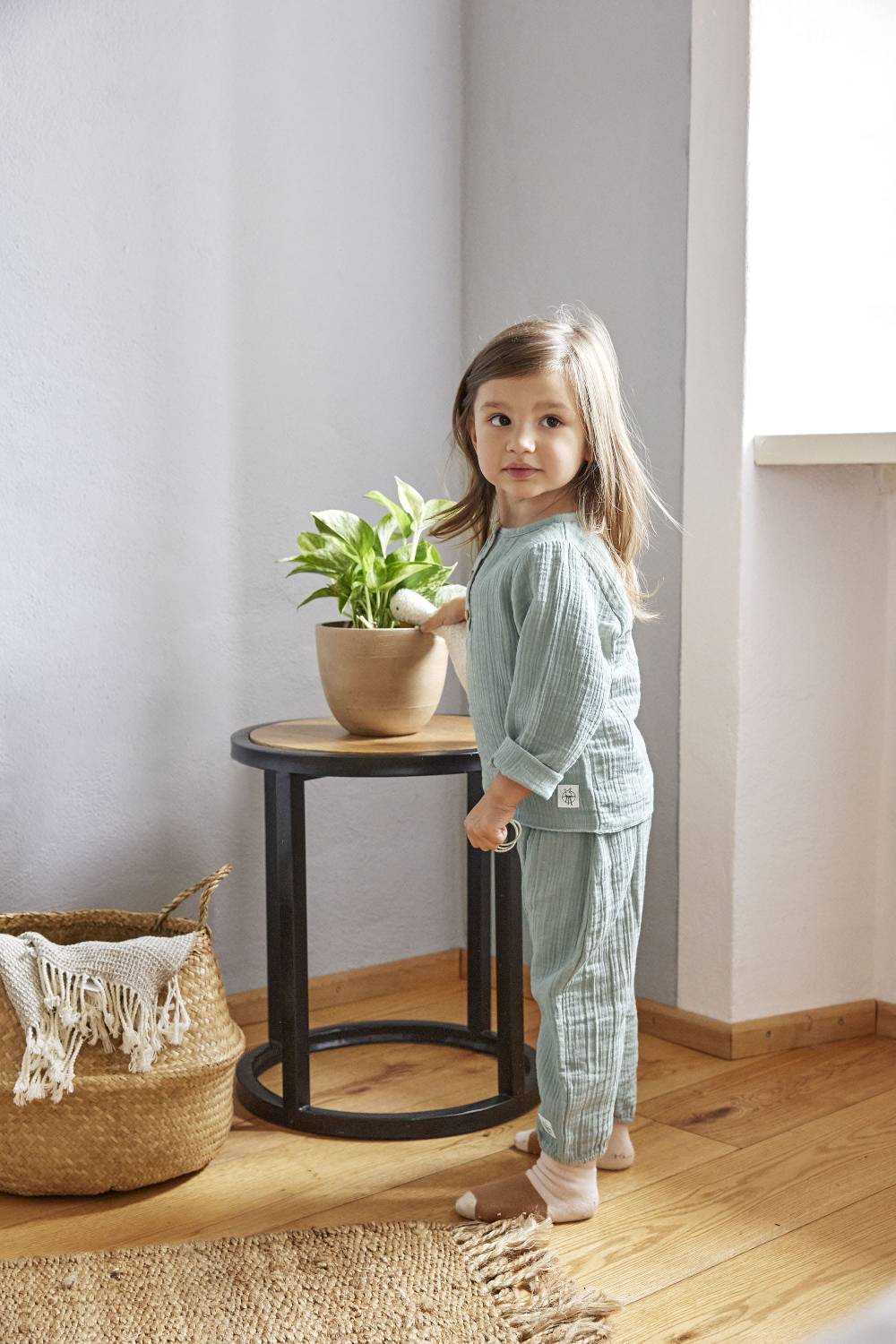 Lässig Musselin Langarmshirt - Bio Baumwolle, Silbergrau Clearance-Verkauf