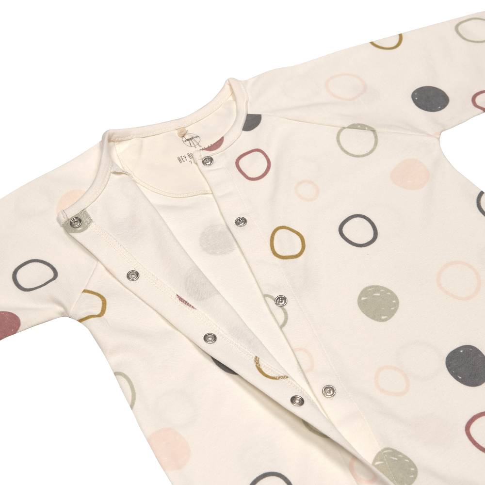 Lässig Baby Schlafanzug - Bio Baumwolle, Circles, Weiß Fabrikverkauf