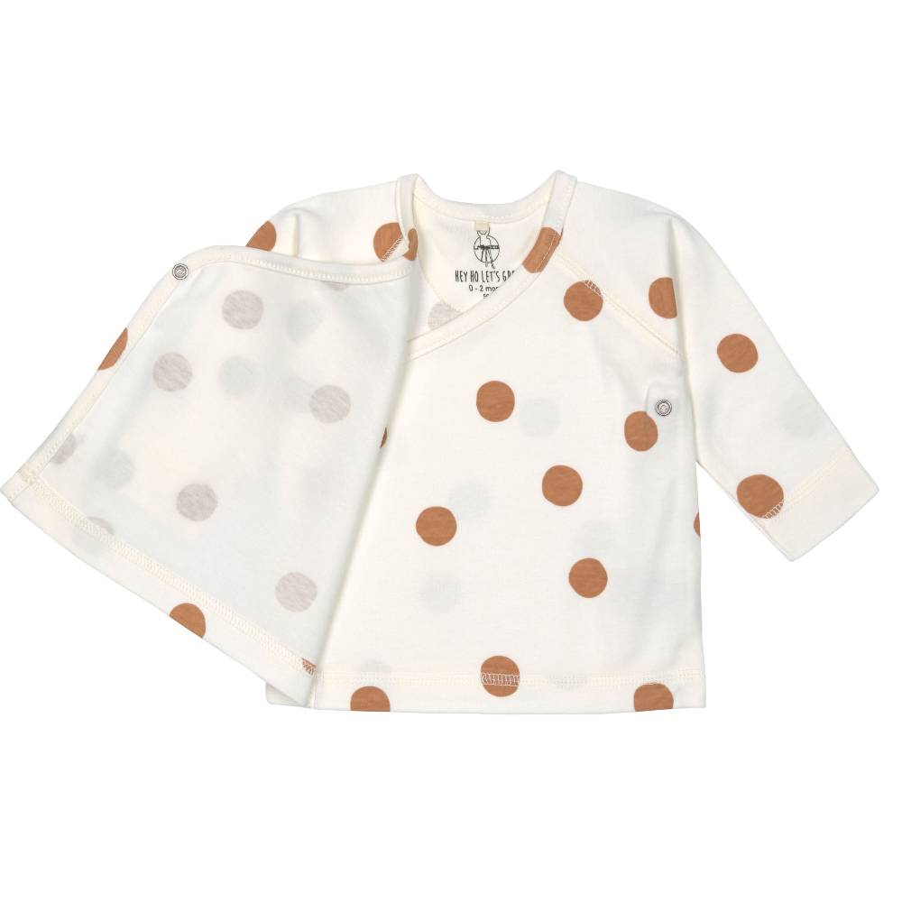 Lässig Baby Wickelshirt - Bio Baumwolle, Big Dots, Beige Versandkostenfrei