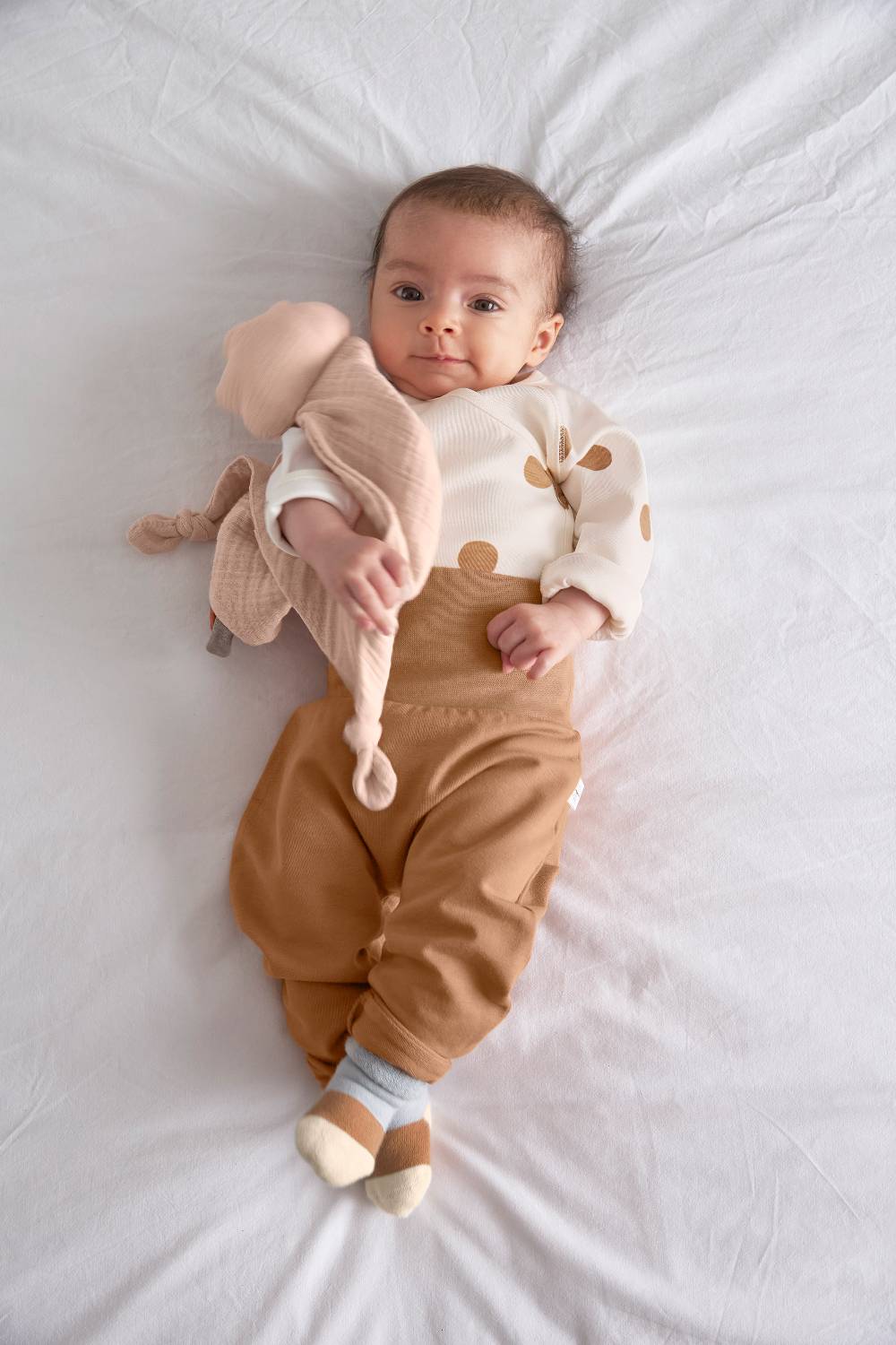 Lässig Baby Wickelshirt - Bio Baumwolle, Big Dots, Beige Versandkostenfrei
