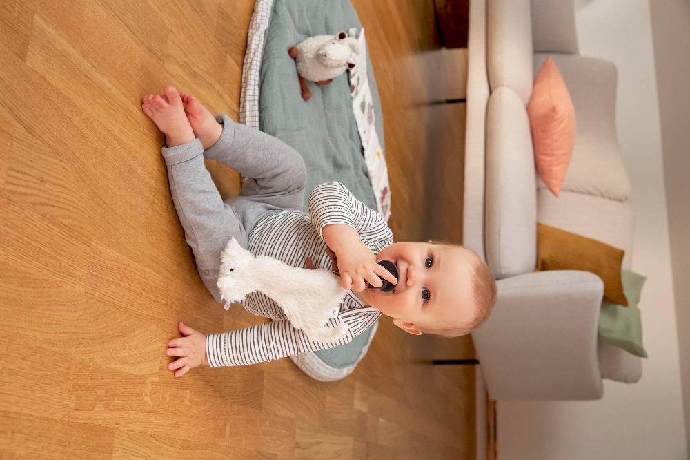 Lässig Baby Wickelbody langarm - Bio Baumwolle, Streifen, Grau Begrenztes Angebot