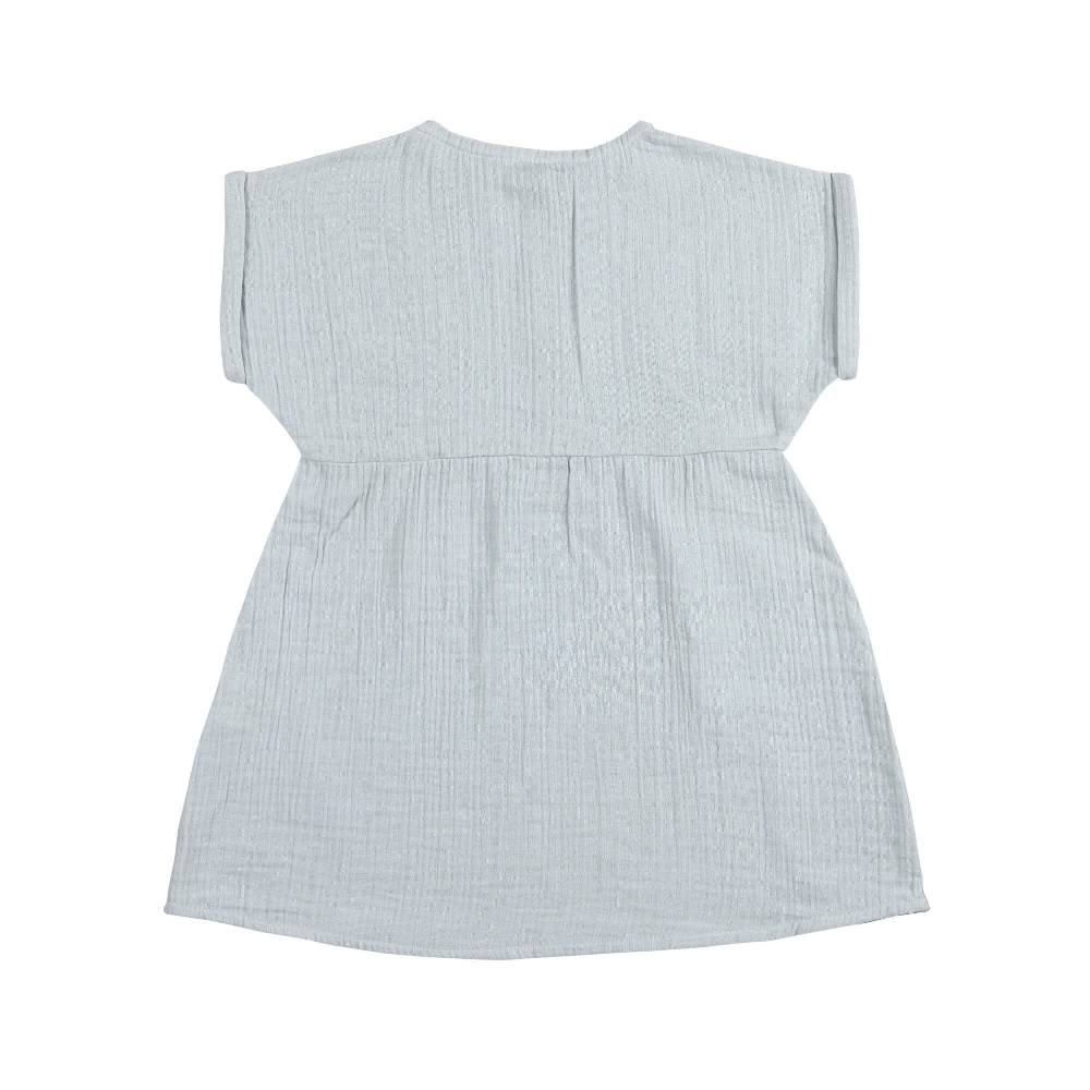 Lässig Musselin Kinderkleid - Bio Baumwolle, Blau Blitzangebot