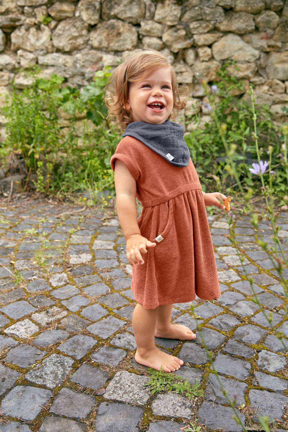 Lässig Frottee Kleid Kinder, Rostrot Räumungsverkauf