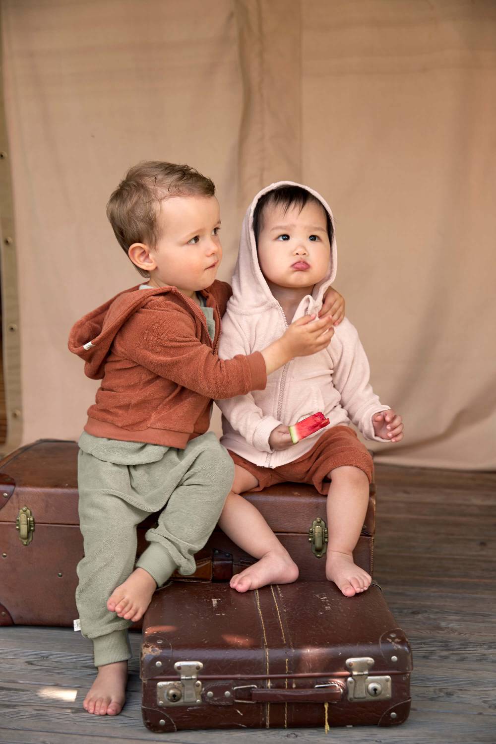Lässig Frottee Jacke Kinder, Rostrot Letzte 3 Tage