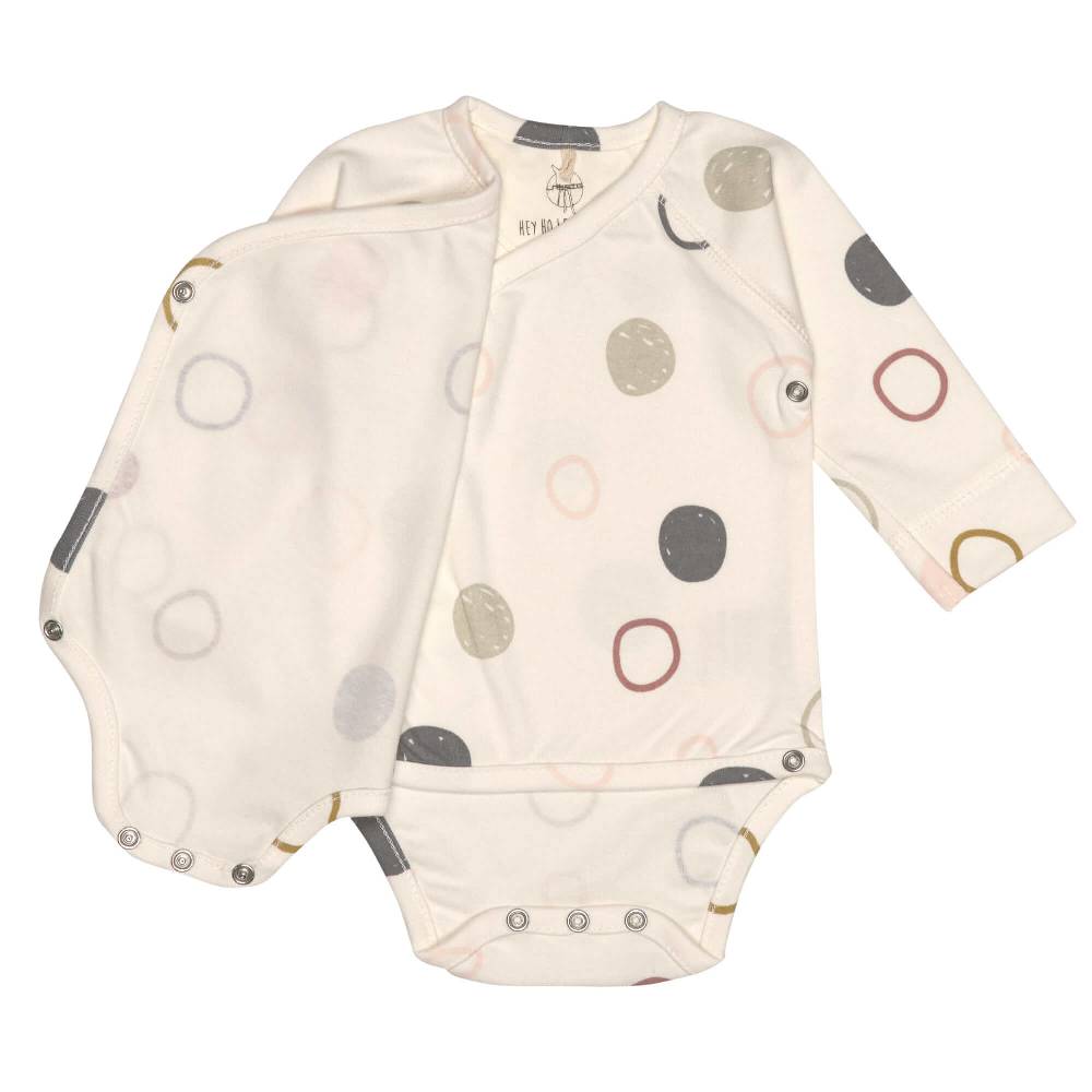 Lässig Baby Wickelbody langarm - Bio Baumwolle, Kreise, Beige im Angebot