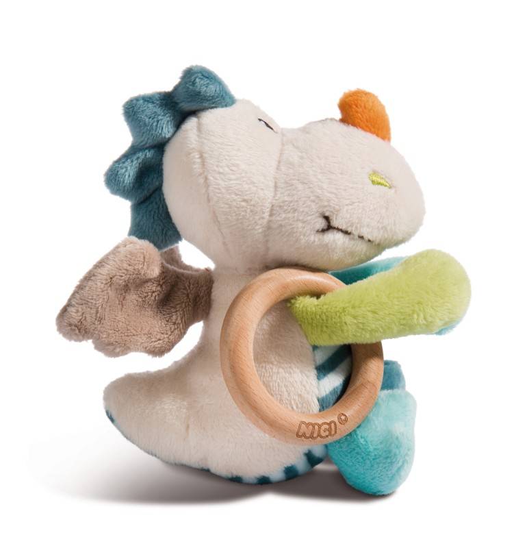NICI Greifling Drache Dragilu mit Holzring und Glocke Fabrikladen