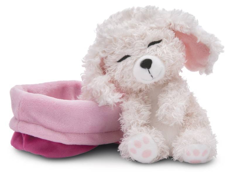 NICI Kuscheltier Sleeping Pets weißer Pudel 12cm im Körbchen NICI GREEN Bestseller
