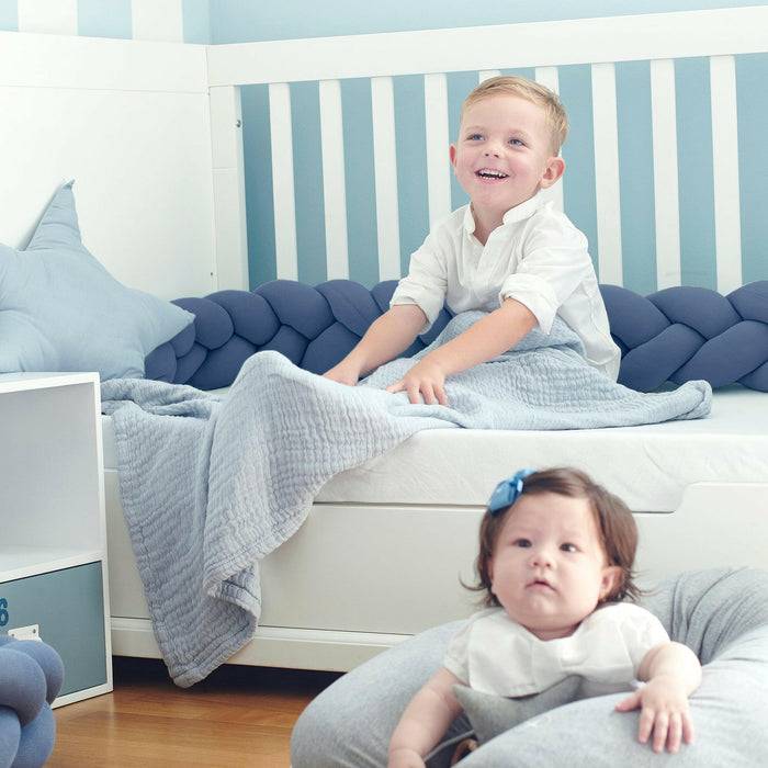 Nordic Coast Company Bettschlange geflochten Blau Jersey Sonderangebot der Fabrik
