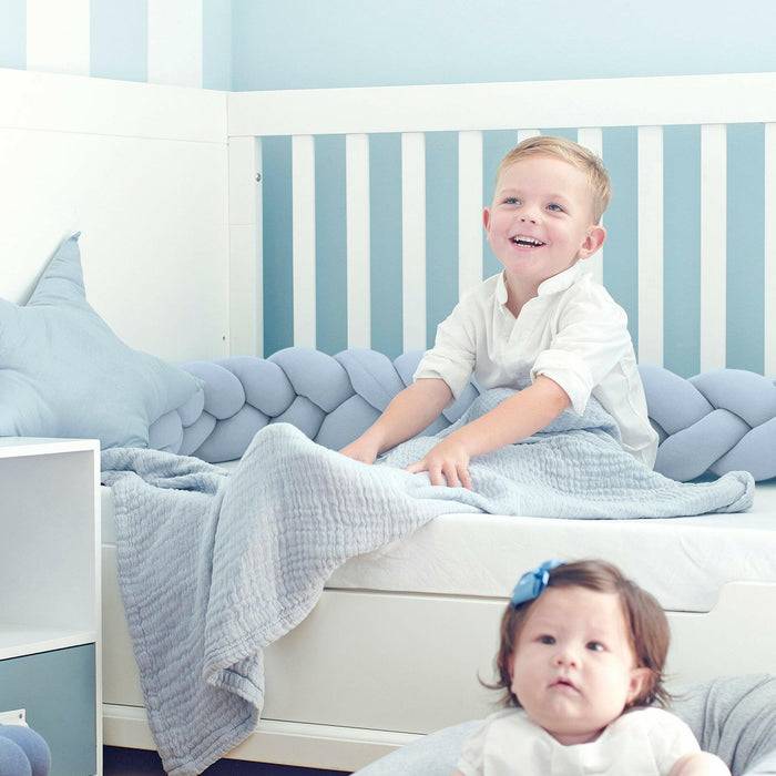 Nordic Coast Company Bettschlange geflochten Hellblau Jersey Riesige Rabatte