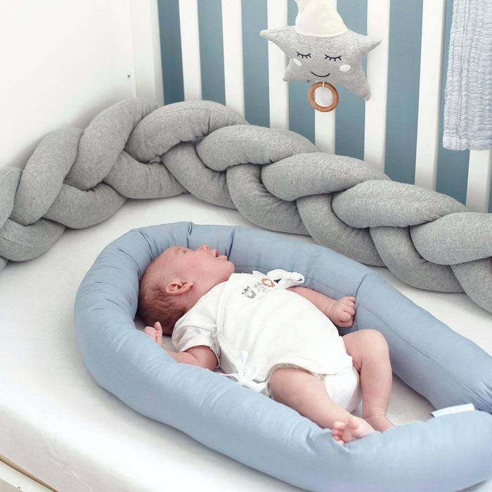 Nordic Coast Company Bettschlange geflochten Grau Jersey 180cm 50% Rabatt für begrenzte Zeit
