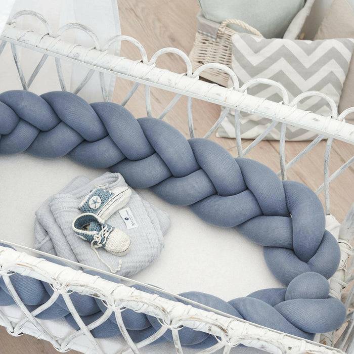 Nordic Coast Company Bettschlange geflochten Blau Strick schmal Outlet