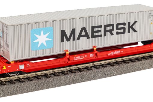 Piko Taschenwagen T3000e mit 1 PNO Trailer und 1 40' Container Maersk Artikelnummer: 24619 Kostenloser Versand
