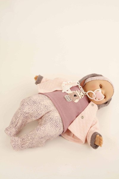 Schildkröt Manufaktur Baby Amy 45 cm mit Schnuller, Malhaar, braune Schlafaugen, Kleidung winterlich Bis zu 50% Rabatt