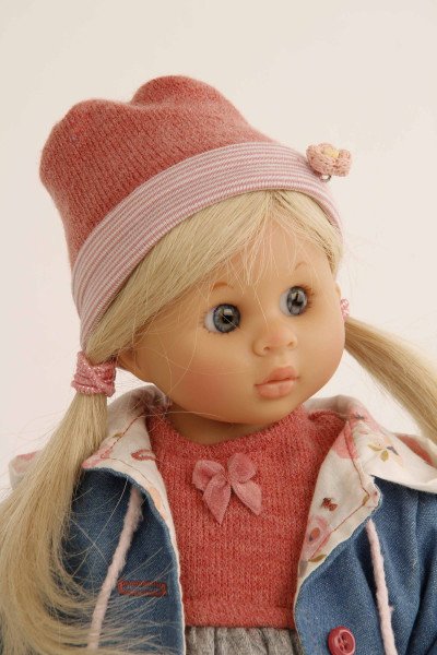 Schildkröt Manufaktur Puppe Müller-Wichtel Lotta 30 cm blonde Haare, Kleidung grau/rot/blau zollfrei
