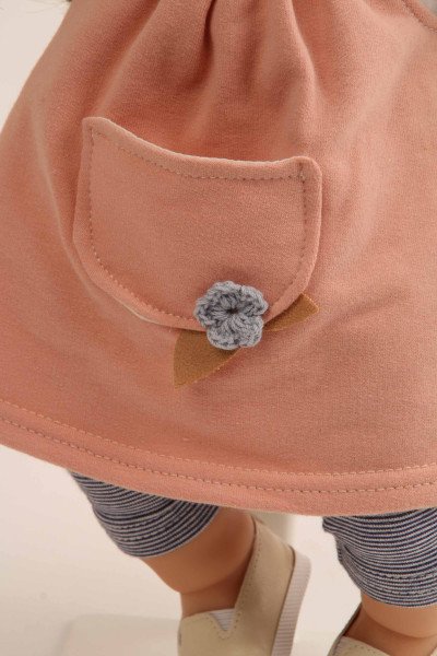 Schildkröt Manufaktur Puppe Schlummerle 37 cm braune Haare, blaue Schlafaugen, Kleidung rose/weiss/bleu Exklusive Angebote
