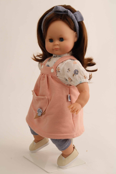 Schildkröt Manufaktur Puppe Schlummerle 37 cm braune Haare, blaue Schlafaugen, Kleidung rose/weiss/bleu Exklusive Angebote