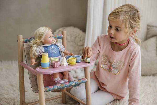 Schildkröt Manufaktur Puppe Schlummerle 32 cm blonde Haare, blaue Schlafaugen, Blumenoverall Blitzangebot