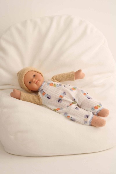 Schildkröt Manufaktur Puppe Schmuserle 30 cm Malhaar, braune Malaugen, Kleidung Raupe Begrenztes Angebot