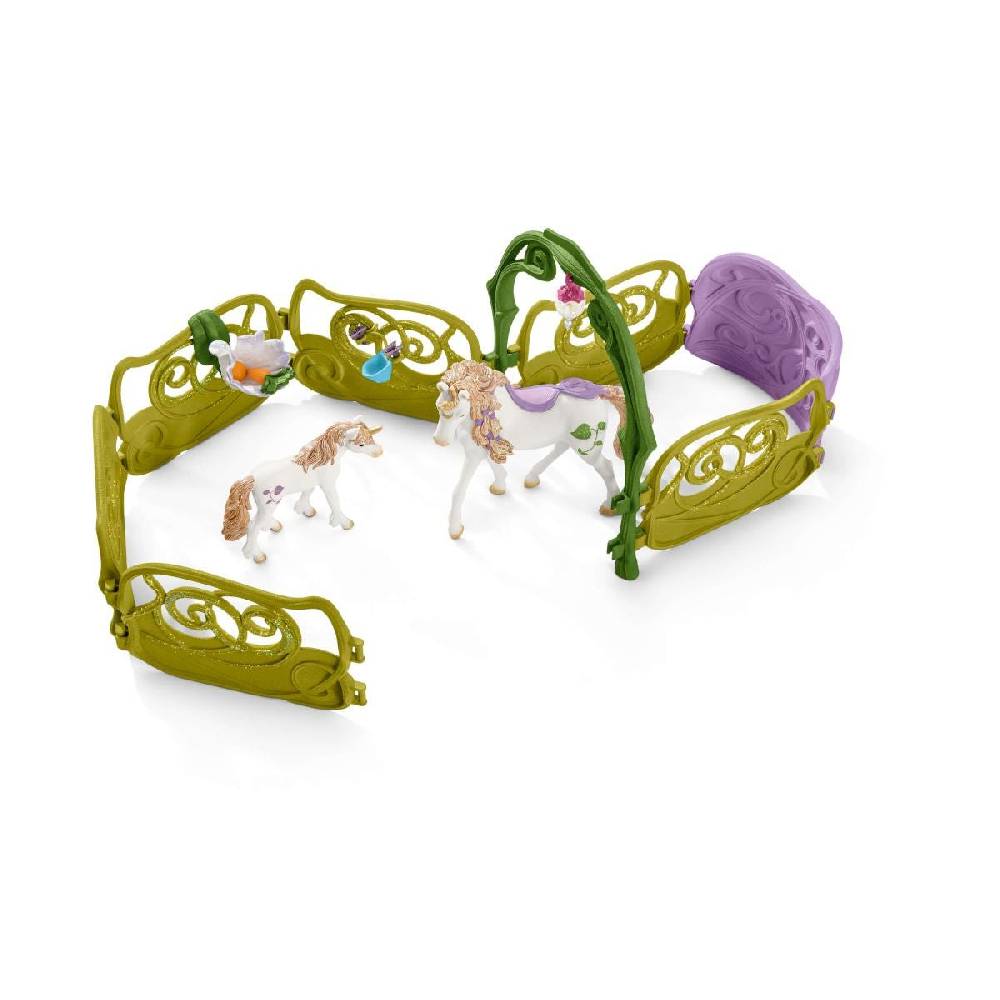 Schleich Glitzerndes Blütenhaus mit Einhörnern, See und Stall Super Rabatt