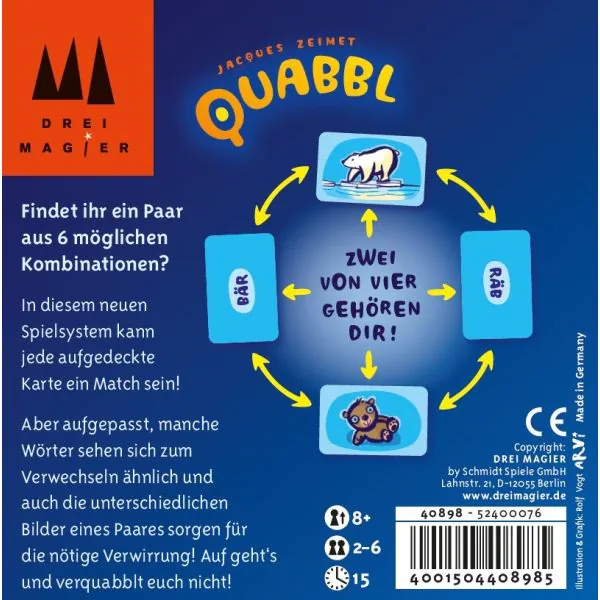﻿Schmidt Spiele Drei Magier®: Quabbl, Kartenspiel Neuheiten