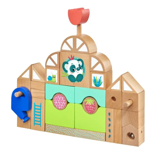Schmidt Spiele TULIP'S GARDEN by SELECTA® Kleinkindwelt: Holzbausteine Gewächshäuser, 34 Teile Black Friday Preise