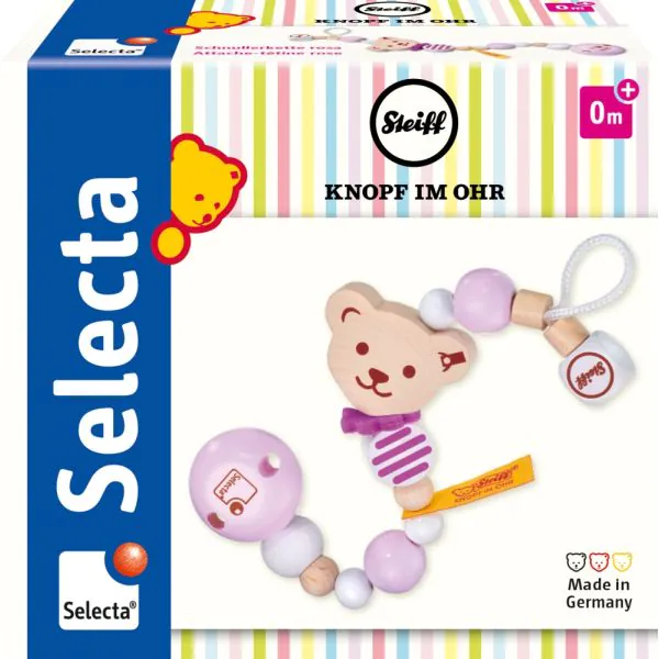 Schmidt Spiele Steiff: Schnullerkette rosa, 21 cm Fabrikpreis