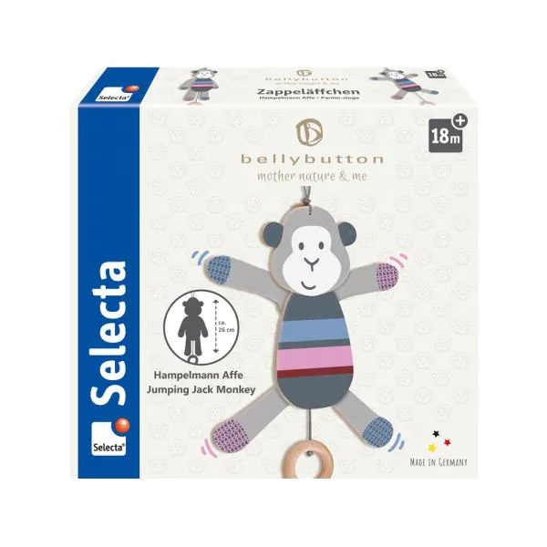 Schmidt Spiele bellybutton: Zappeläffchen, Hampelmann Affe aus Holz, 26 cm Sonderangebot