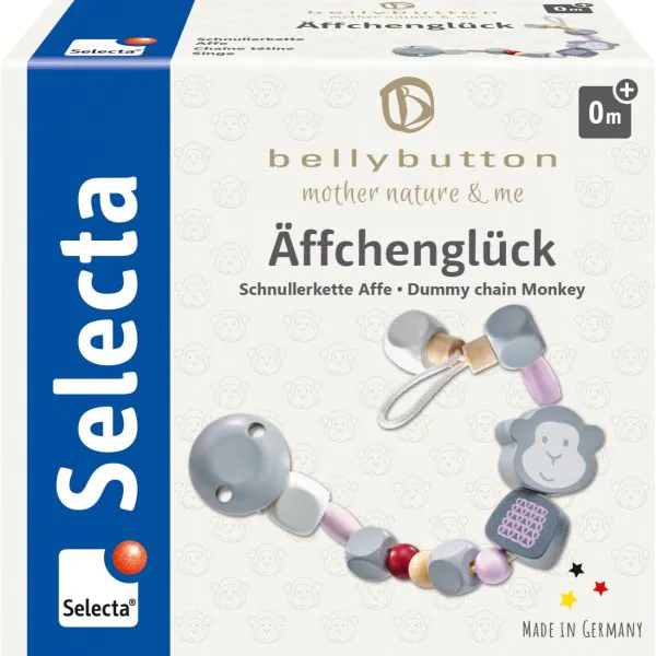 Schmidt Spiele bellybutton: Äffchenglück, rosa, Schnullerkette, 22 cm Preisnachlass