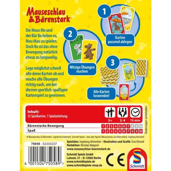 Schmidt Spiele Mauseschlau & Bärenstark: Bewegungs-Mau Mau, Kinderkartenspiel Osterangebot