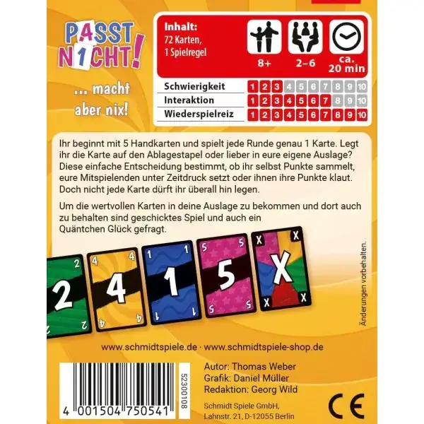 Schmidt Spiele Passt nicht!, Kartenspiel Valentinstagsangebot
